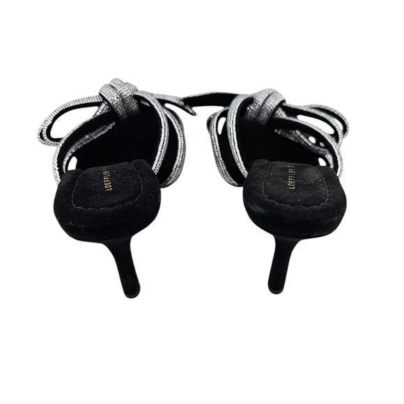 Loeffler Randall Margi Bow Crystal Embellished Heel Sandal Size 6 Black - Picture 3 of 9